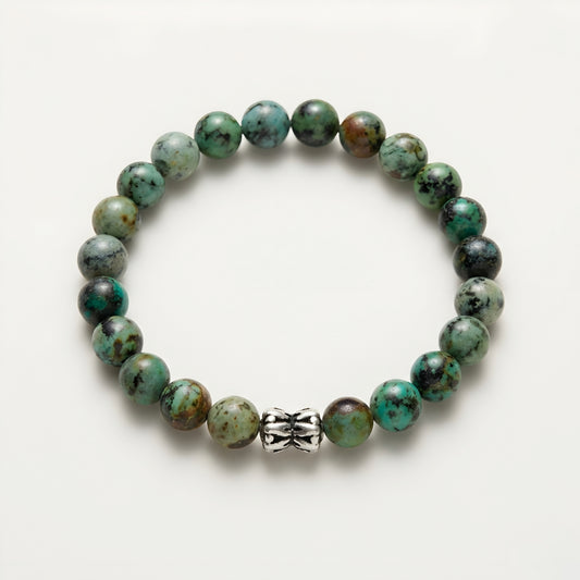 Lab Certified African Turquoise gemstone bracelet with genuine 92.5 sterling silver bead, handcrafted natural gemstone bracelet for men and women.