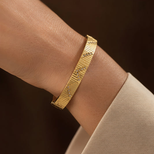 Auric Chevron Crystal Bangle