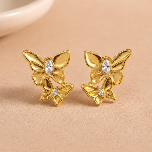 Golden Flutter Duo Stud Earrings