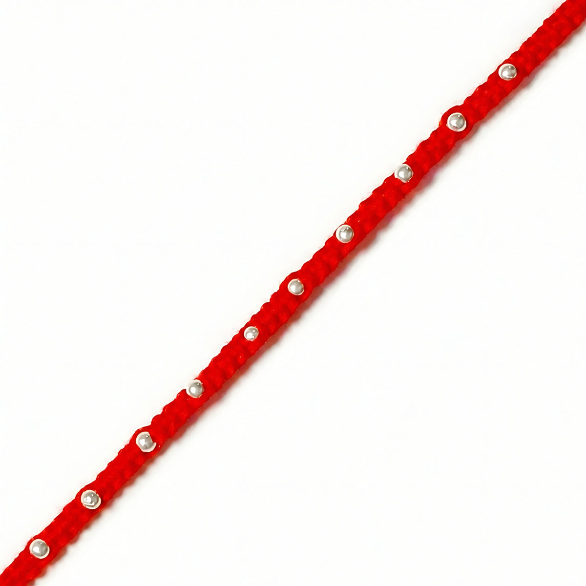 92.5 silver Rakhi with red braided thread and silver bead detailing