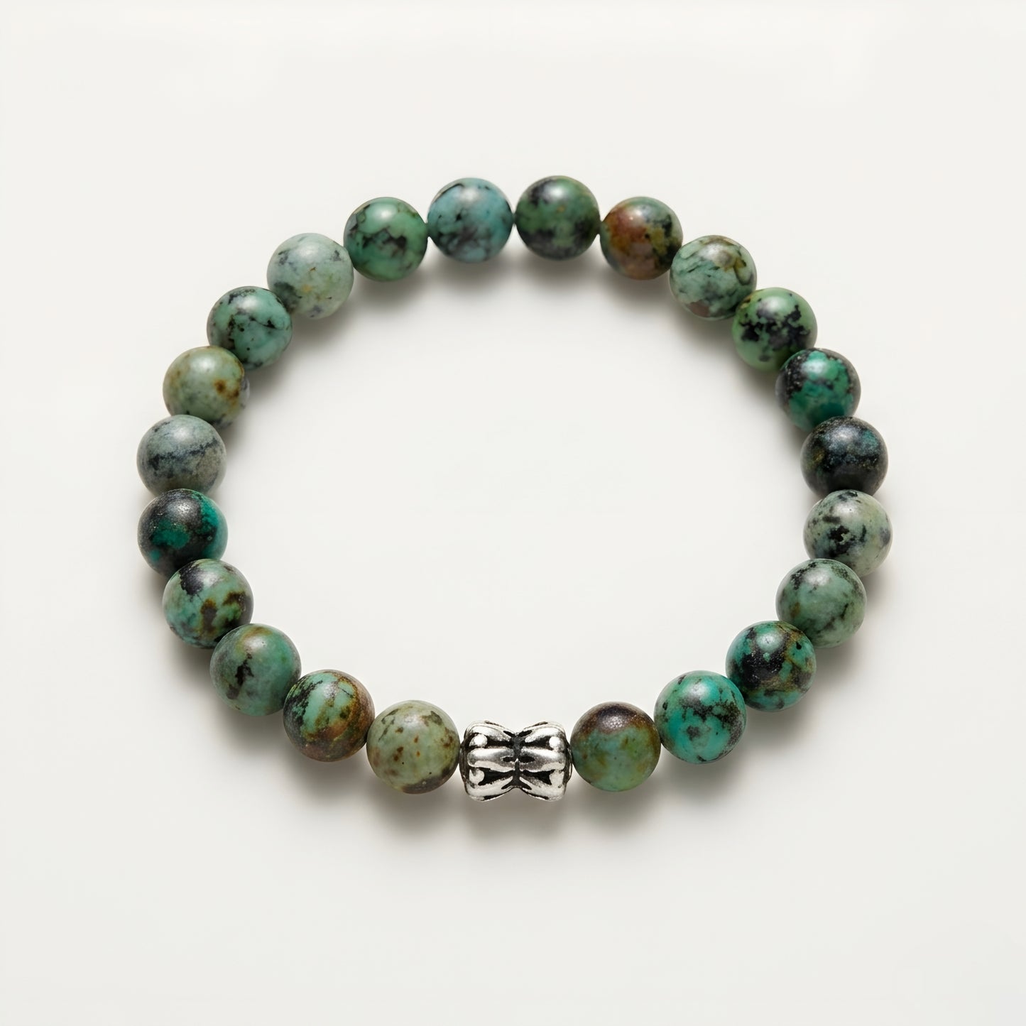 Lab Certified African Turquoise gemstone bracelet with genuine 92.5 sterling silver bead, handcrafted natural gemstone bracelet for men and women.