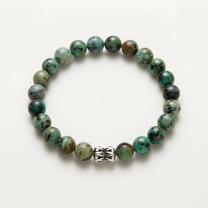 Lab Certified African Turquoise gemstone bracelet with genuine 92.5 sterling silver bead, handcrafted natural gemstone bracelet for men and women.
