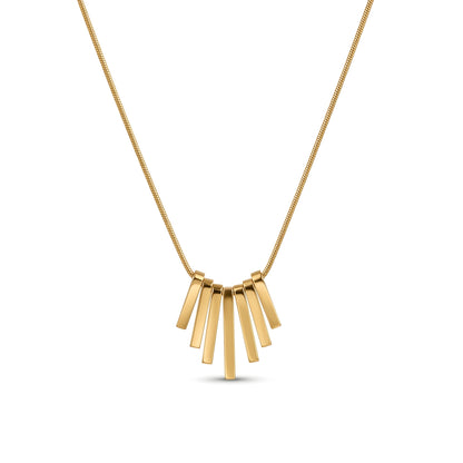 18 KT gold plated geometric pendant necklace for women with anti tarnish finish in a minimalist contemporary jewellery design