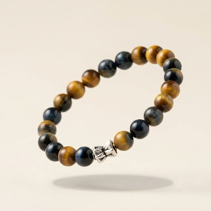 Lab Certified Golden Tiger Eye gemstone bracelet with genuine 92.5 sterling silver bead, handcrafted natural crystal bracelet for men and women.