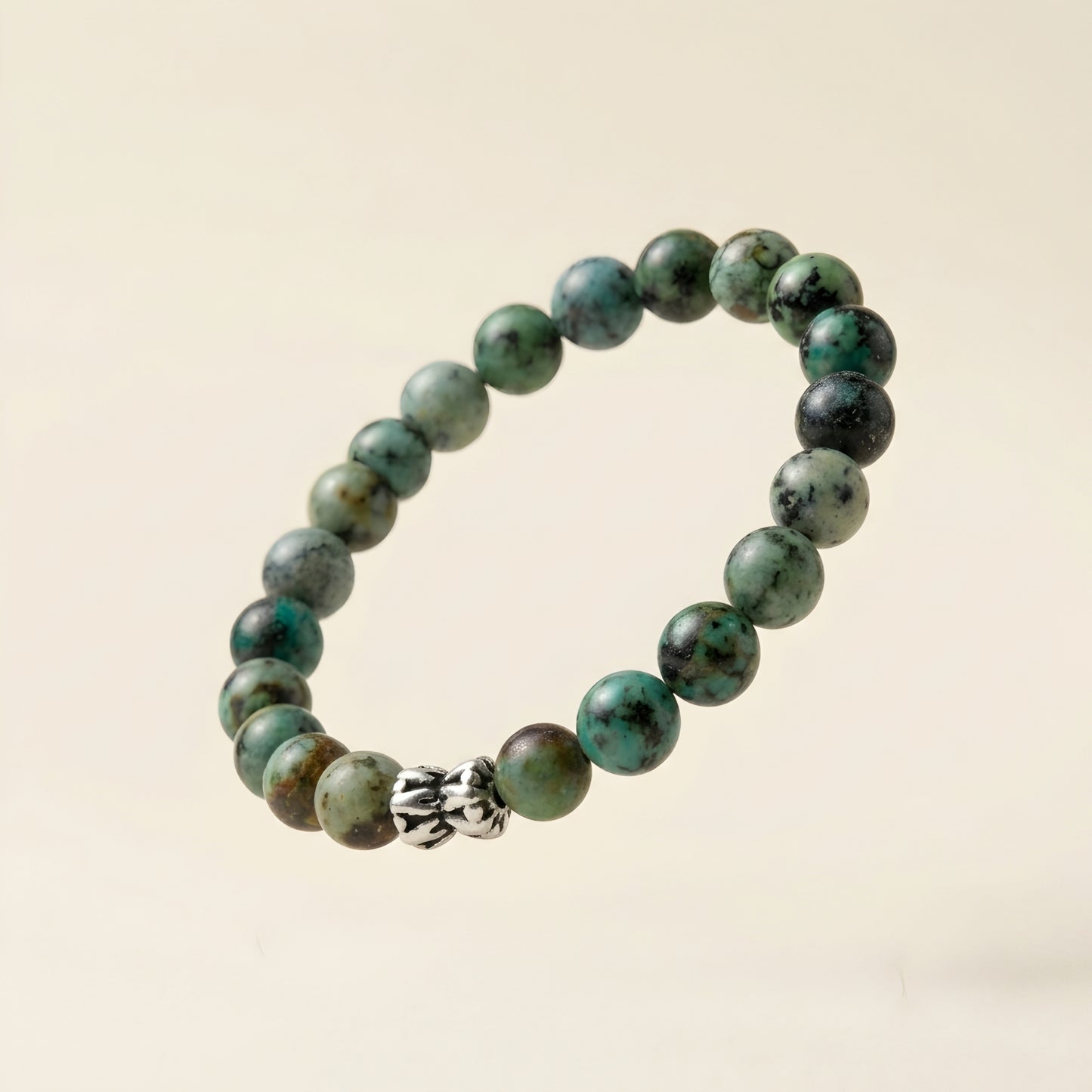 Lab Certified African Turquoise gemstone bracelet with genuine 92.5 sterling silver bead, handcrafted natural gemstone bracelet for men and women.