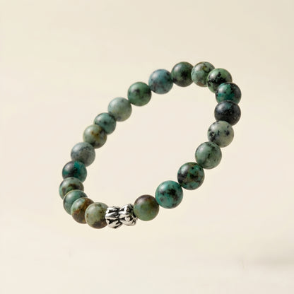 Lab Certified African Turquoise gemstone bracelet with genuine 92.5 sterling silver bead, handcrafted natural gemstone bracelet for men and women.