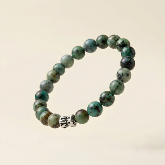 Lab Certified African Turquoise gemstone bracelet with genuine 92.5 sterling silver bead, handcrafted natural gemstone bracelet for men and women.