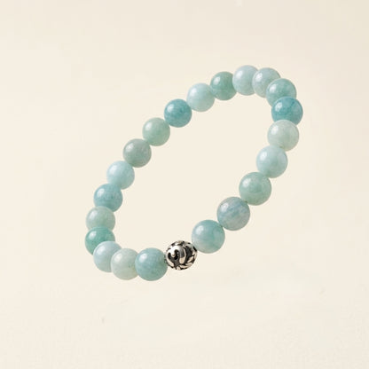 Natural Amazonite Stone Bracelet featuring genuine polished Amazonite gemstone beads with a 92.5 sterling silver bead, handcrafted stretch bracelet for men and women.