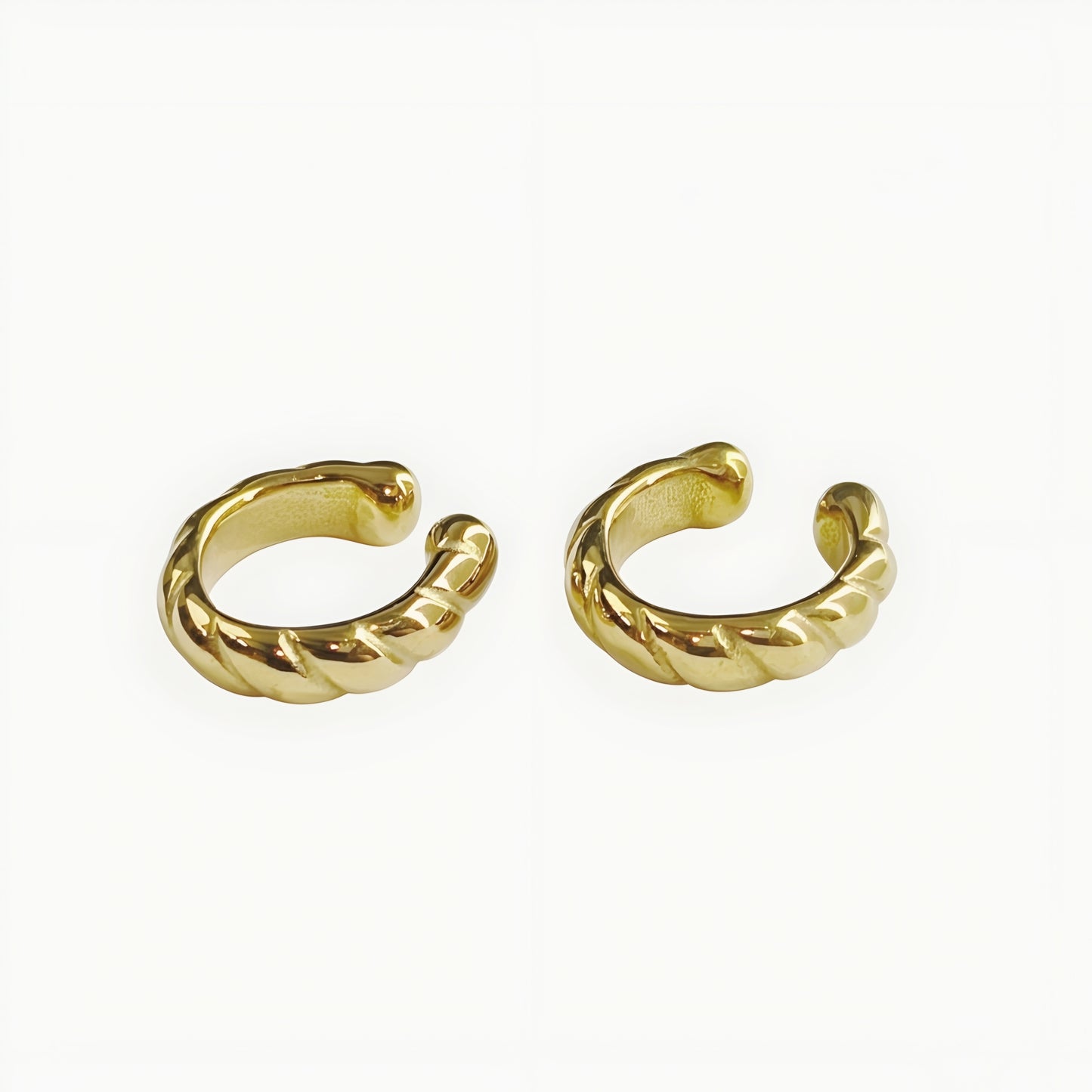 Gold plated twisted rope ear cuff for women, no piercing ear cuff with anti-tarnish finish, lightweight minimalist fashion jewellery for everyday, office, party and festive wear.