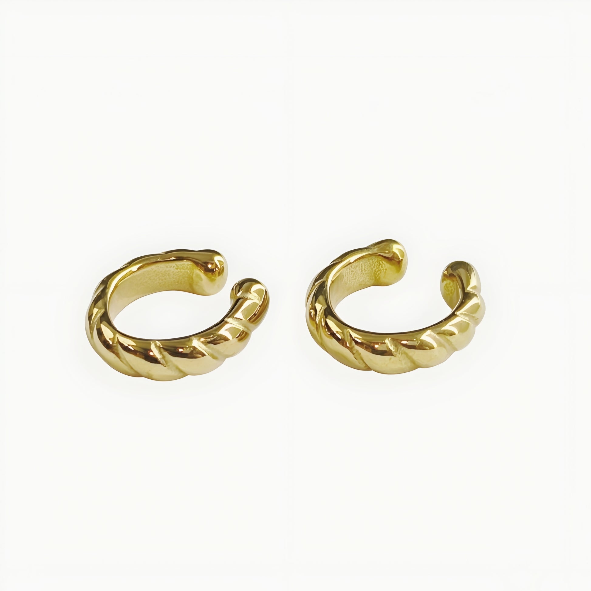 Gold plated twisted rope ear cuff for women, no piercing ear cuff with anti-tarnish finish, lightweight minimalist fashion jewellery for everyday, office, party and festive wear.