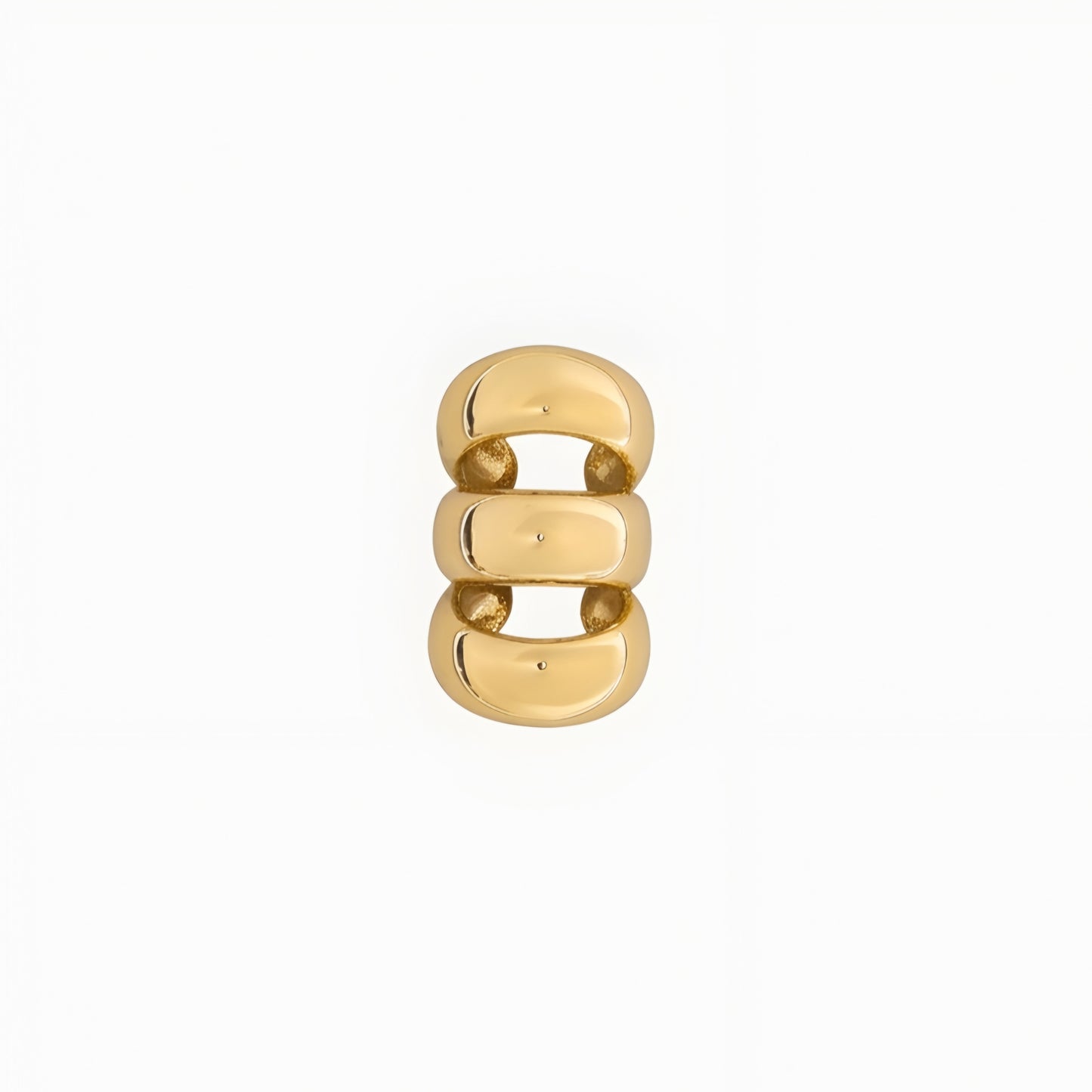 Gold plated dome ear cuff for women with smooth polished finish, no piercing ear cuff, anti-tarnish minimalist statement jewellery for everyday and party wear.