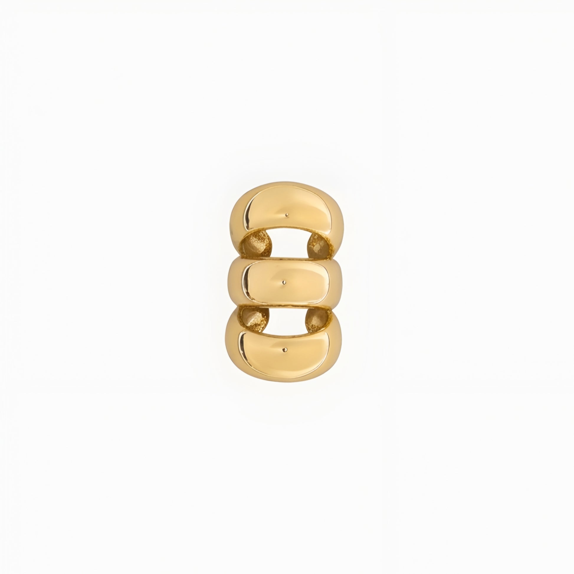Gold plated dome ear cuff for women with smooth polished finish, no piercing ear cuff, anti-tarnish minimalist statement jewellery for everyday and party wear.