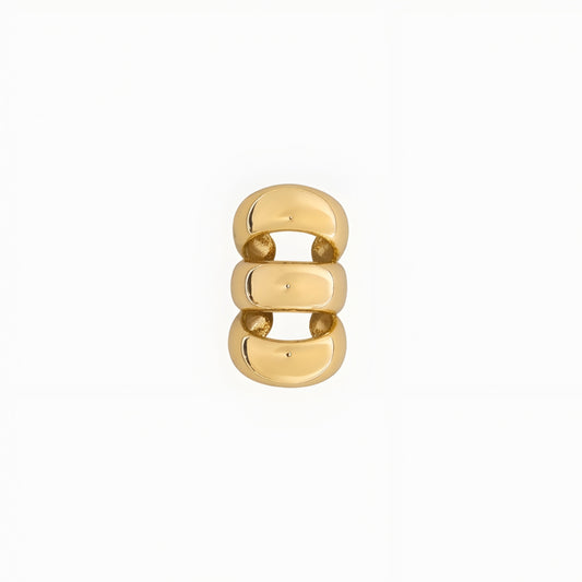 Gold plated dome ear cuff for women with smooth polished finish, no piercing ear cuff, anti-tarnish minimalist statement jewellery for everyday and party wear.