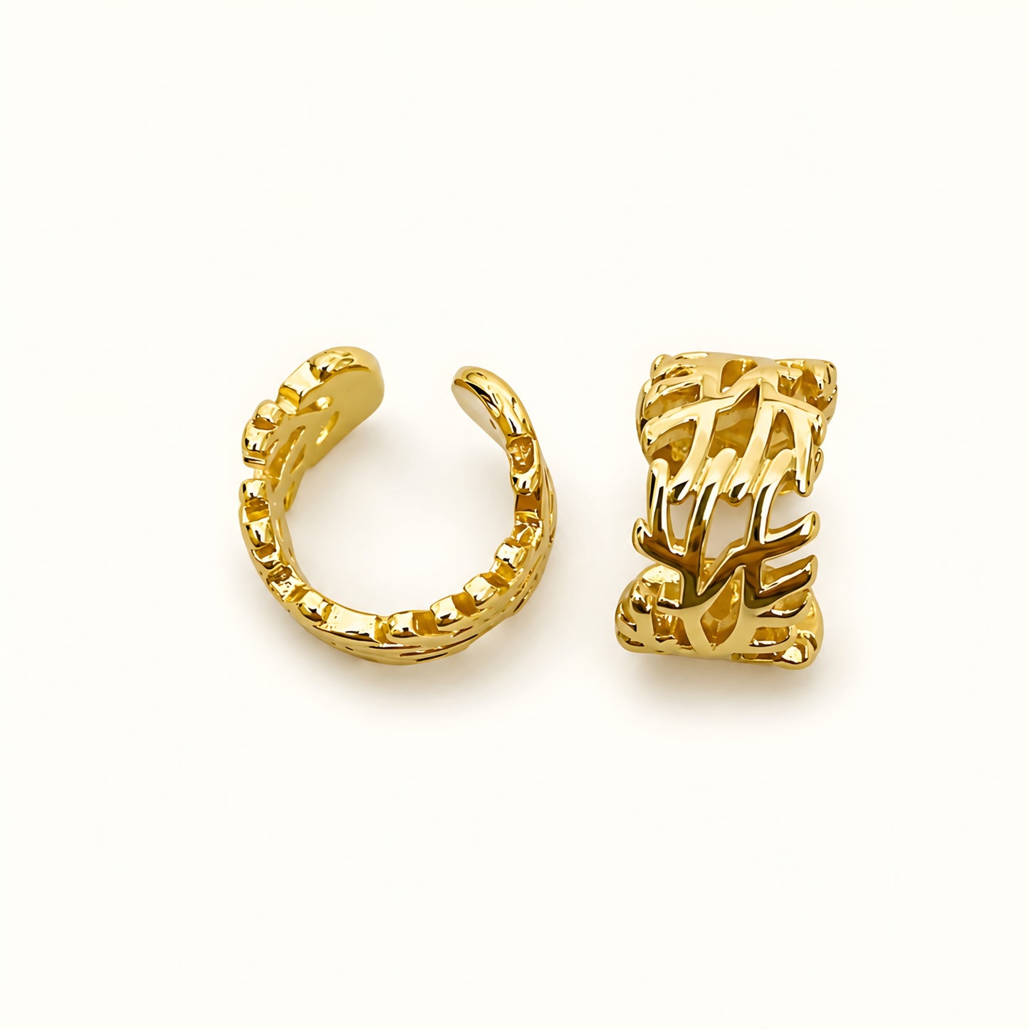 Golden Leaf Bloom Ear Cuff