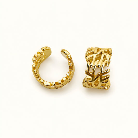 Golden Leaf Bloom Ear Cuff