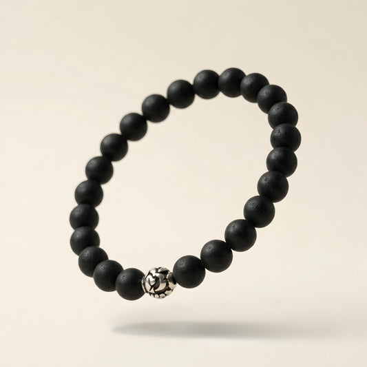 Lab Certified Divine Karungali (Black Ebony) wood bracelet with genuine 92.5 sterling silver bead, handcrafted natural wooden bracelet for men and women.