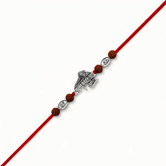 Silver Jai Shree Ram Gada Rudraksha Rakhi