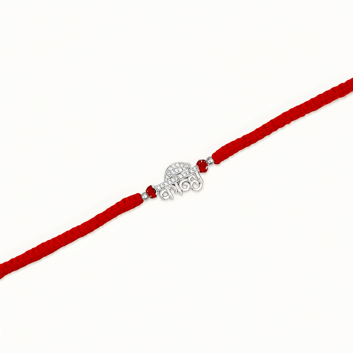 Kanha 925 silver Rakhi with Krishna flute and peacock feather design