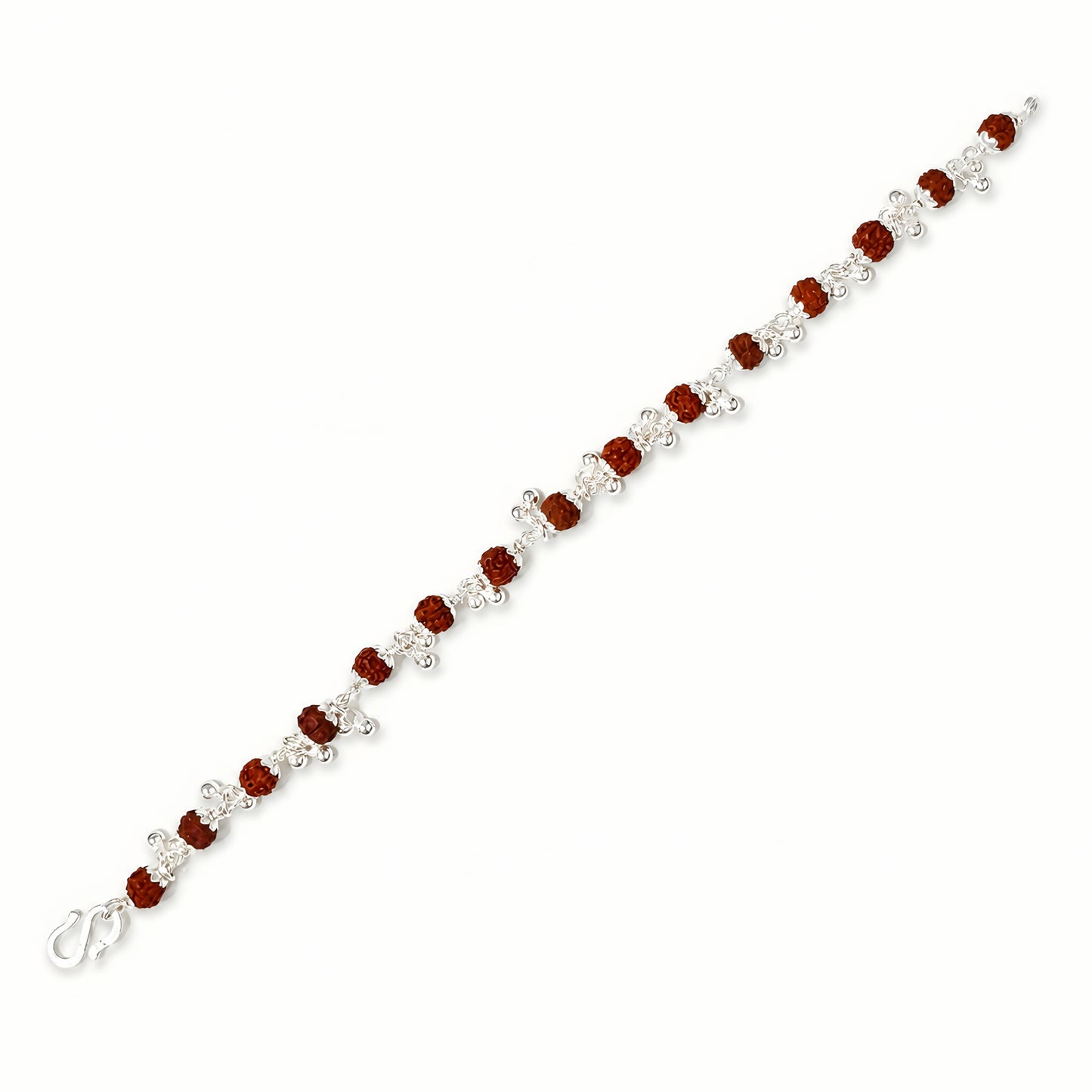Silver Rudraksha Bhabhi Rakhi with traditional beads and silver detailing