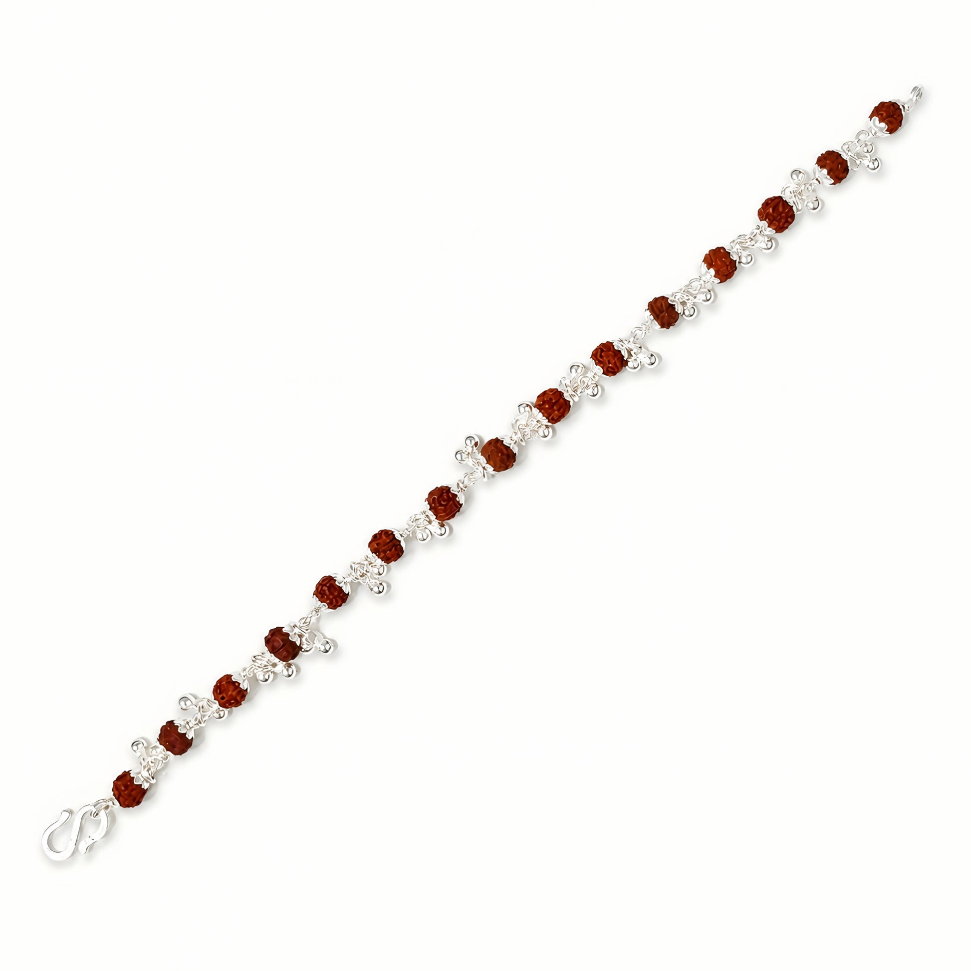 Silver Rudraksha Bhabhi Rakhi with traditional beads and silver detailing