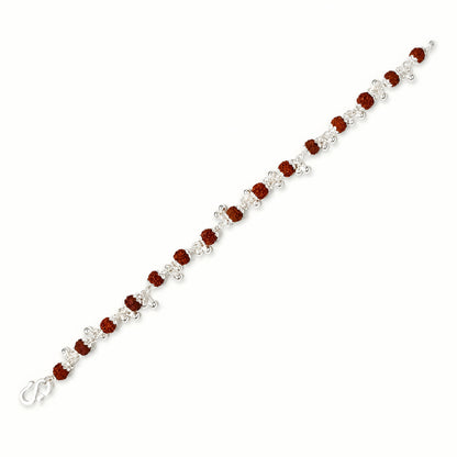 Silver Rudraksha Bhabhi Rakhi with traditional beads and silver detailing