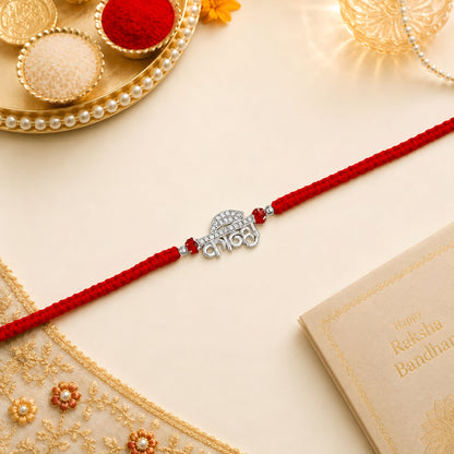 Kanha 925 silver Rakhi with Krishna flute and peacock feather design