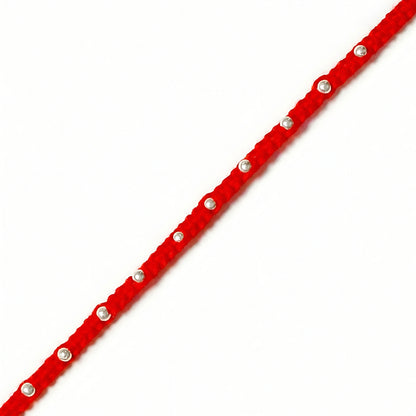 92.5 silver Rakhi with red braided thread and silver bead detailing