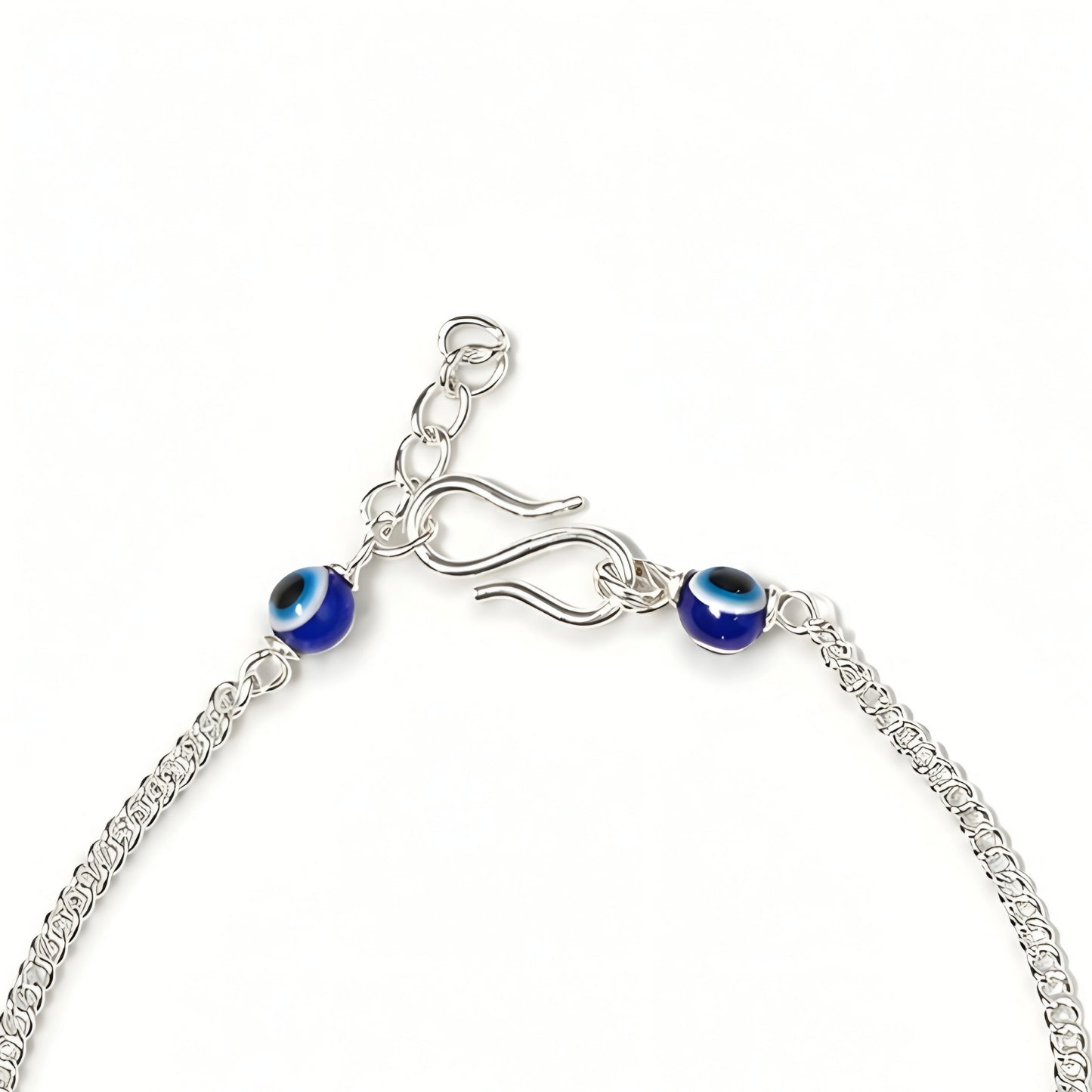 Silver Bhabhi Rakhi with blue evil eye design for Raksha Bandhan