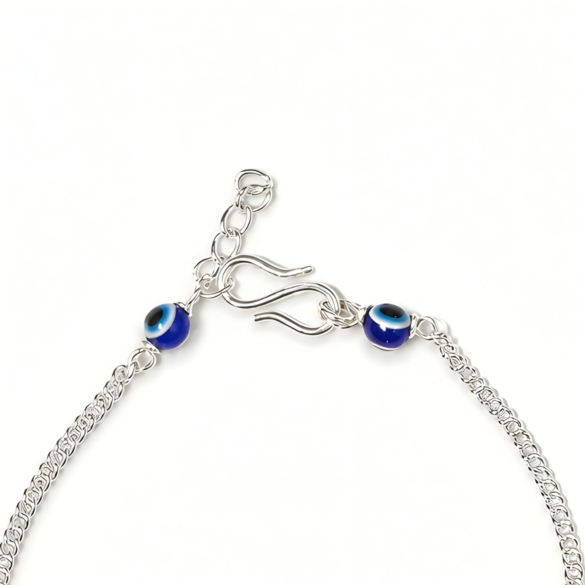 Silver Bhabhi Rakhi with blue evil eye design for Raksha Bandhan
