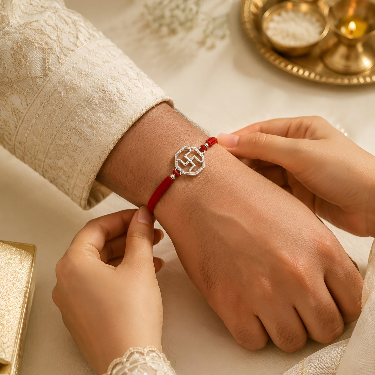 Swastik 925 Silver Rakhi | Spiritual Rakhi for Brother