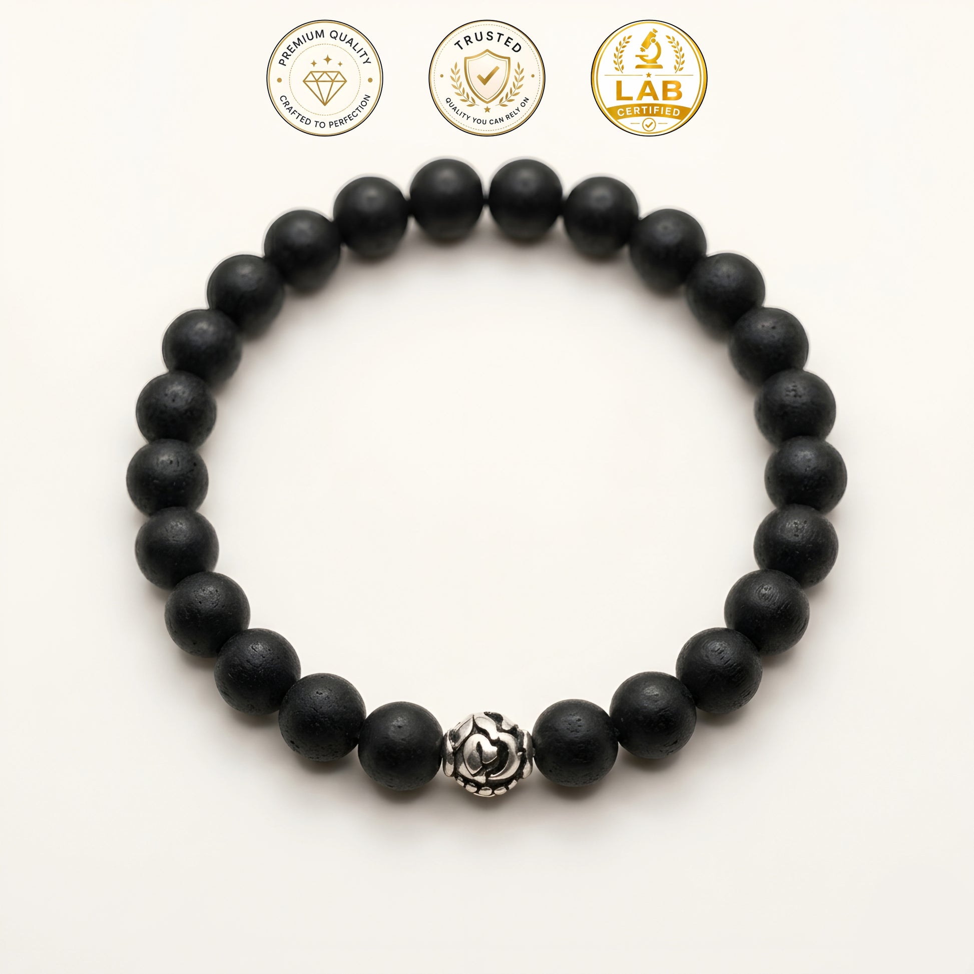 Lab Certified Divine Karungali (Black Ebony) wood bracelet with genuine 92.5 sterling silver bead, handcrafted natural wooden bracelet for men and women.