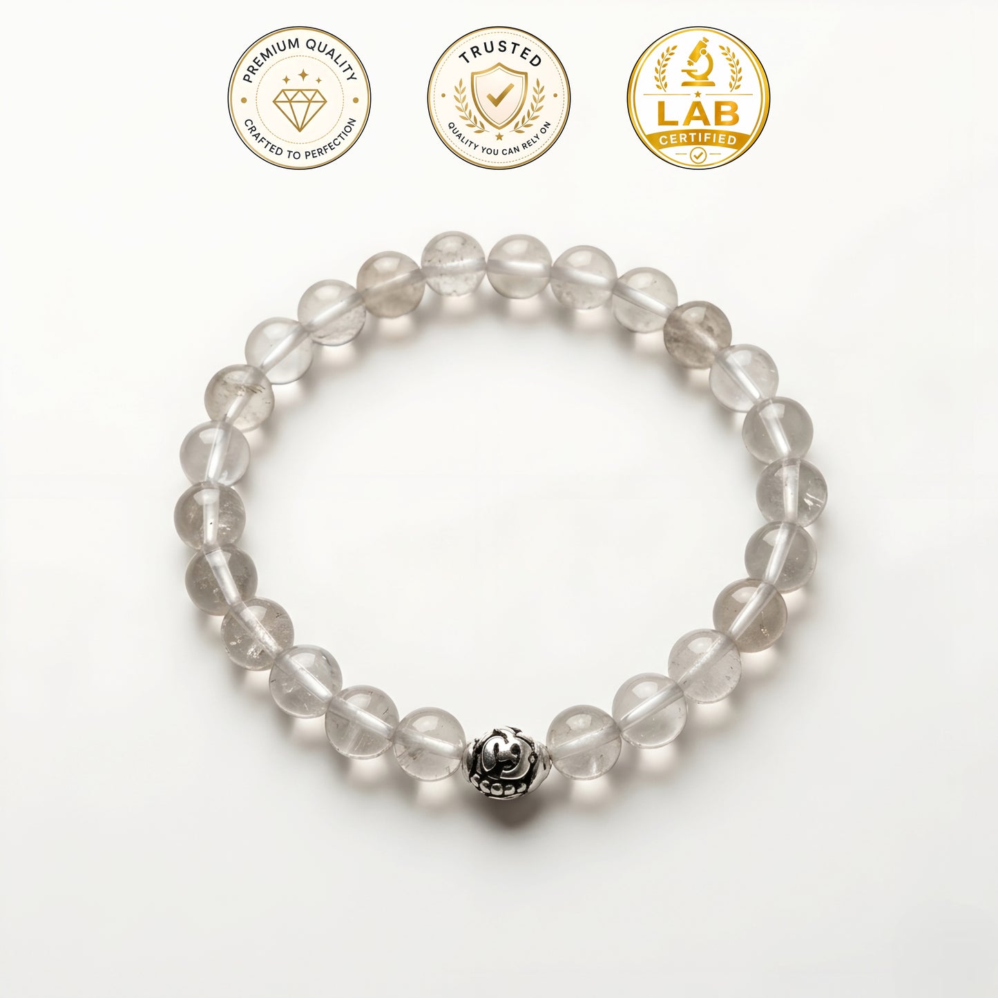 Divine Sphatik Bracelet with 92.5 Sterling Silver Bead (Lab Certified)