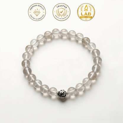 Divine Sphatik Bracelet with 92.5 Sterling Silver Bead (Lab Certified)