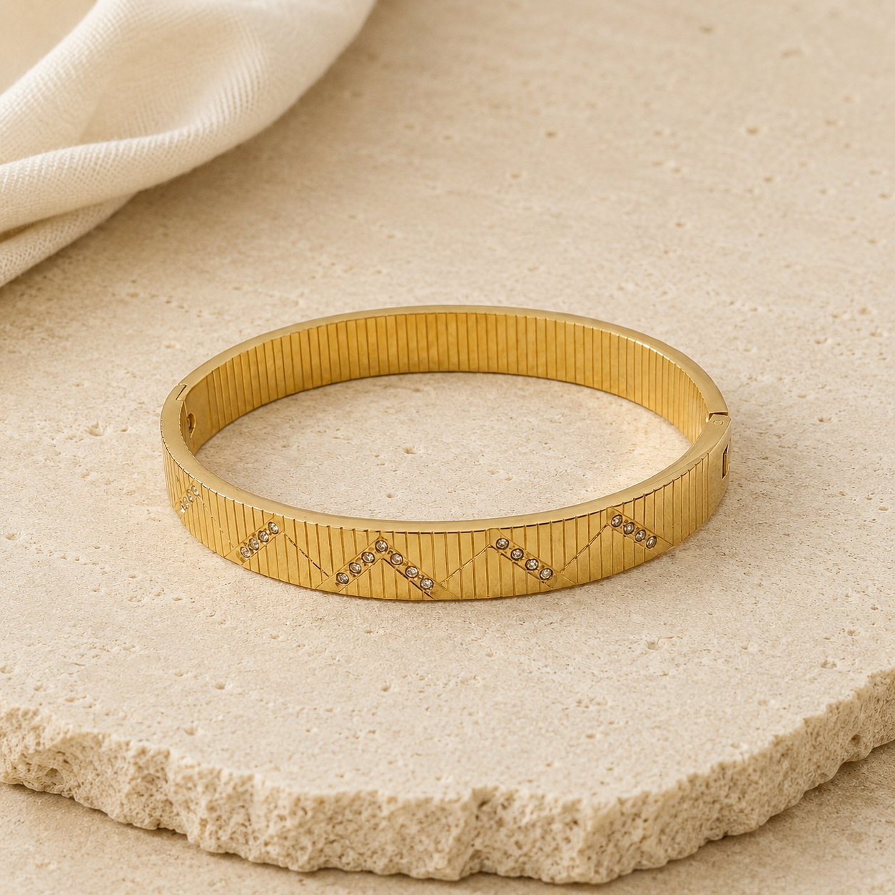 Auric Chevron Crystal Bangle