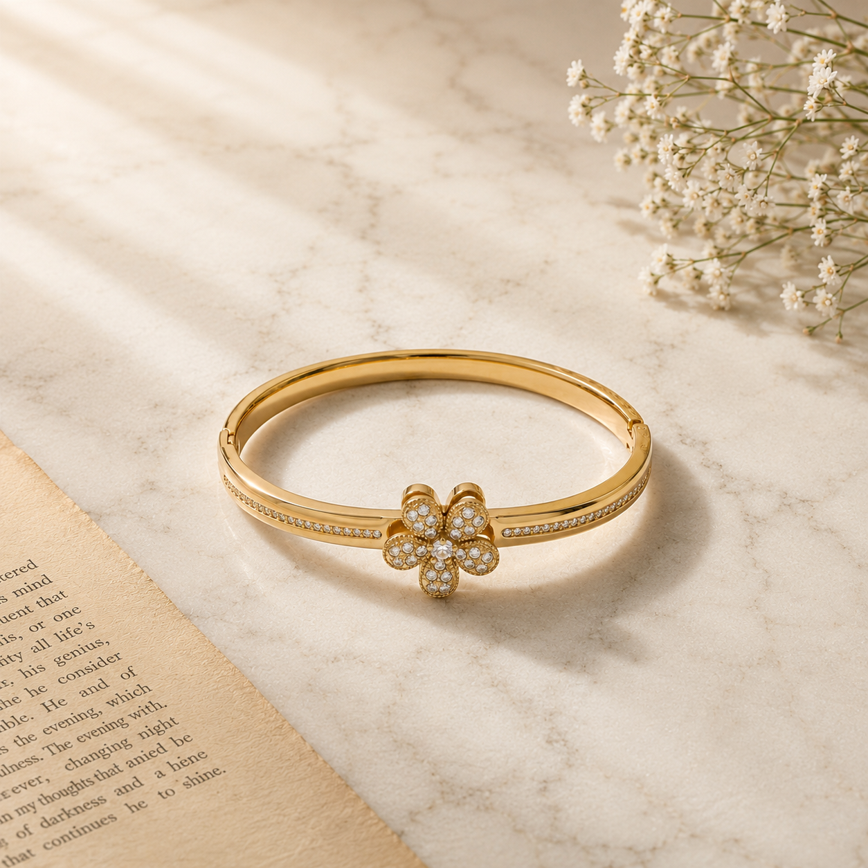 Gold Flower Bracelet for Women